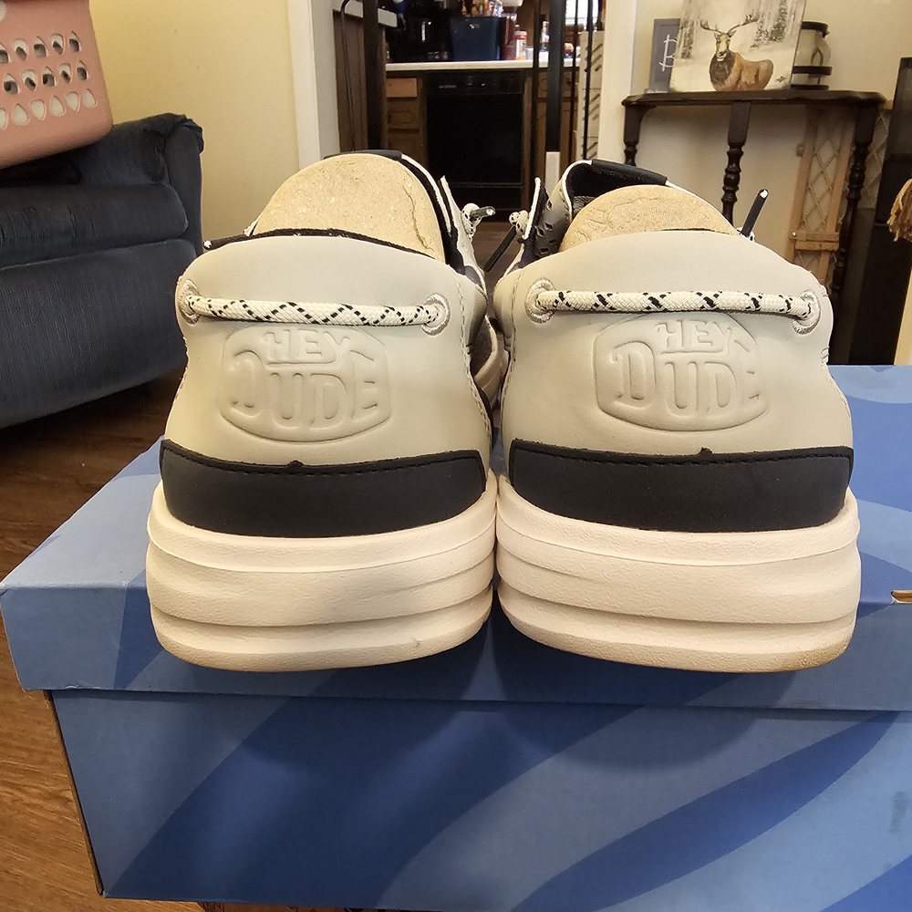 Hey Dude Men’s Casual Boat Shoes - Cream and Gray - Picture 5 of 5